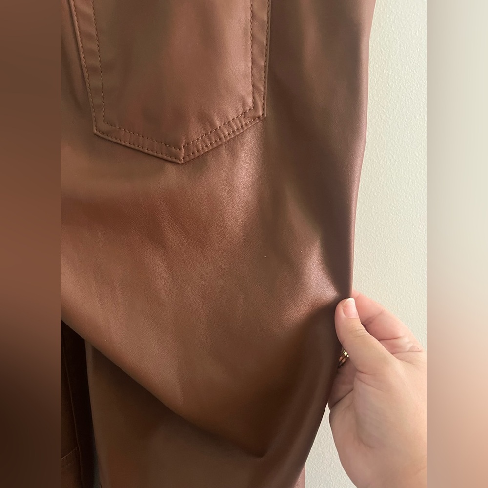 Torrid Faux Leather Skinny Jeans Brown Chestnut Size 10 Stretch High Rise - Picture 5 of 7